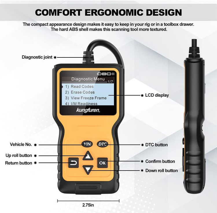دیاگ حرفه ای خودرو برند Kungfuren مدل OBD2