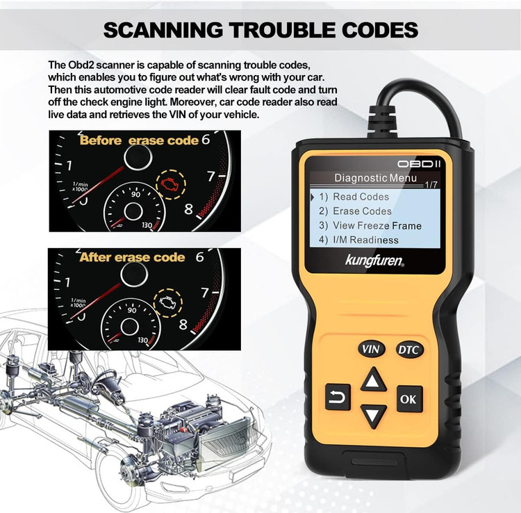 دیاگ حرفه ای خودرو برند Kungfuren مدل OBD2