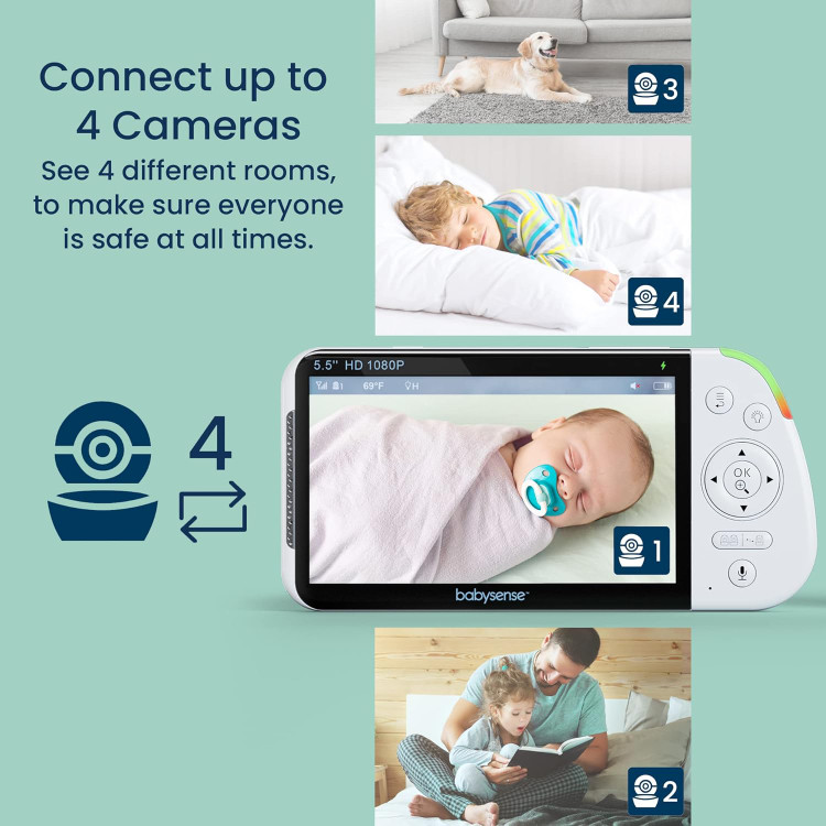 مانیتور کودک دو دوربینه، Babysense با صفحه نمایش 5.5 اینچی