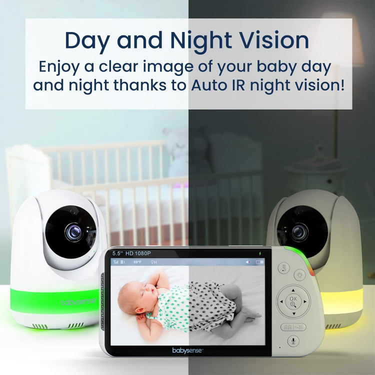 مانیتور کودک دو دوربینه، Babysense با صفحه نمایش 5.5 اینچی