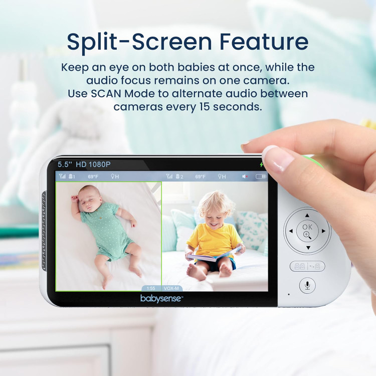 مانیتور کودک دو دوربینه، Babysense با صفحه نمایش 5.5 اینچی