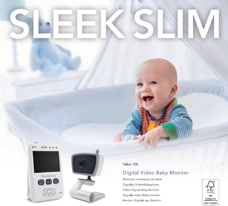 مانیتور کودک moonybaby ، دارای ۱ دوربین و مانیتور ۲.۴ اینچی، برد بلند، دید در شب خودکار، قابلیت مکالمه دو طرفه، بزرگنمایی، صرفهجویی در مصرف برق و VOX، فعالسازی صوتی (خاکستری)