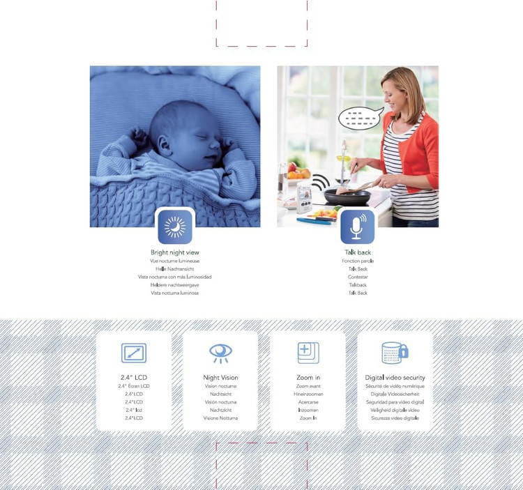 مانیتور کودک moonybaby ، دارای ۱ دوربین و مانیتور ۲.۴ اینچی، برد بلند، دید در شب خودکار، قابلیت مکالمه دو طرفه، بزرگنمایی، صرفهجویی در مصرف برق و VOX، فعالسازی صوتی (خاکستری)
