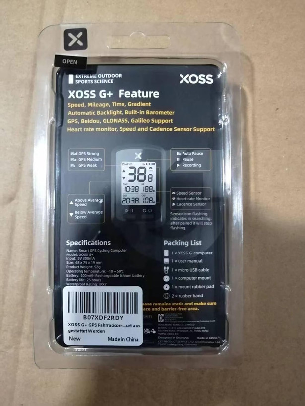 جی پی اس دوچرخه XOSS G+ سرعت سنج بی سیم، کیلومتر شمار، ردیاب دوچرخه سواری، دوچرخه جاده ای ضد آب، MTB، بلوتوث، کامپیوتر دوچرخه سواری ANT+ سنسورها بایستی جداگانه تهیه شود