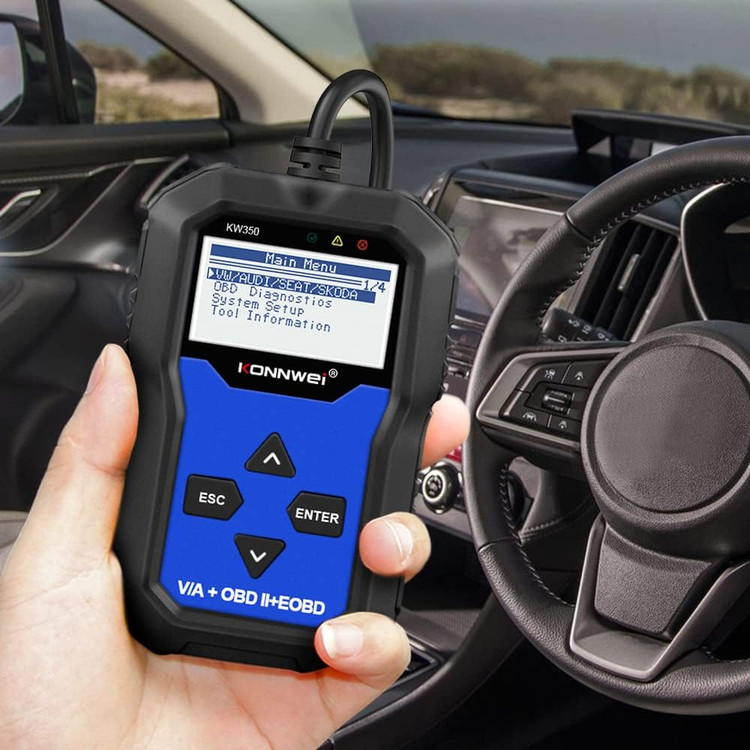 دیاگ اسکنر تشخیصی OBD2 کامل KONNWEI KW350 ، چراغ چک موتور خودرو، EPB، ABS، SRS، ابزار اسکن OBDII، ابزار تنظیم مجدد موقعیت دریچه گاز روغن