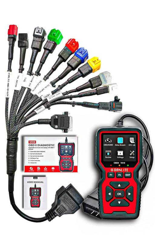 اسکنر OBD-II دانلایت V519 برای ماشین و موتورسیکلت