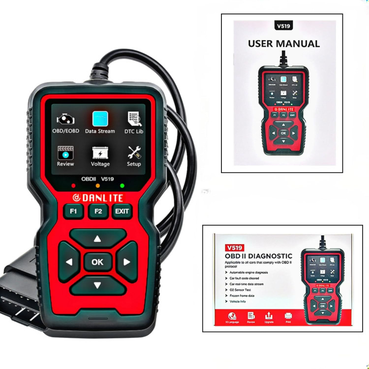 اسکنر OBD-II دانلایت V519 برای ماشین و موتورسیکلت
