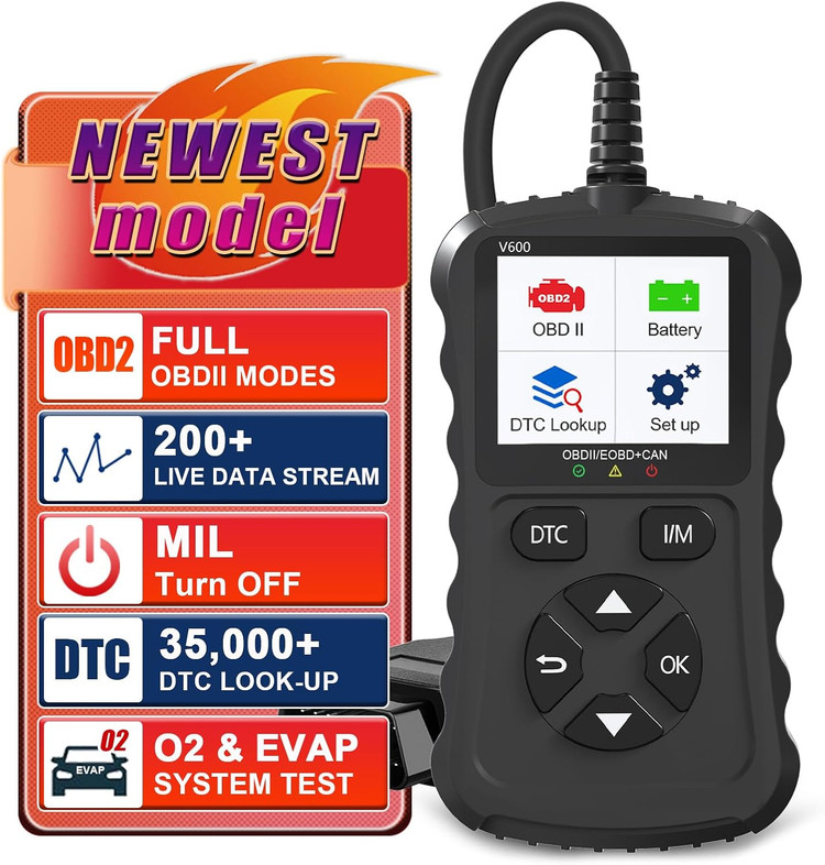 دیاگ iKiKin OBD2، کدخوان خودرو OBD2، اسکنر کد خطای چراغ چک موتور V600، ابزار عیبیابی خودرو CAN برای خودروهای OBDII از سال ۱۹۹۶