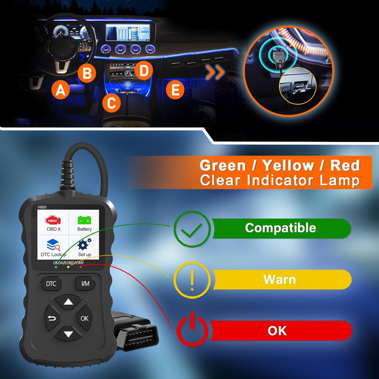 دیاگ iKiKin OBD2، کدخوان خودرو OBD2، اسکنر کد خطای چراغ چک موتور V600، ابزار عیبیابی خودرو CAN برای خودروهای OBDII از سال ۱۹۹۶