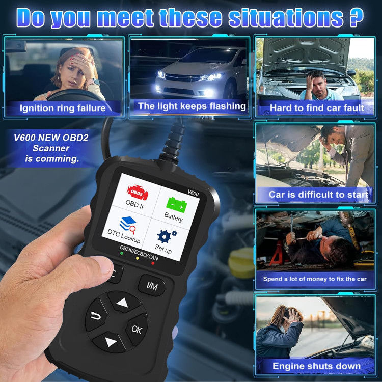 دیاگ iKiKin OBD2، کدخوان خودرو OBD2، اسکنر کد خطای چراغ چک موتور V600، ابزار عیبیابی خودرو CAN برای خودروهای OBDII از سال ۱۹۹۶