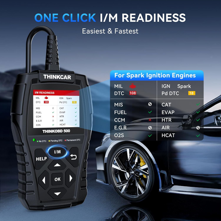 دیاگ اسکنر THINKCAR Thinkobd 500 OBD2، کدخوان خودرو، ابزار اسکن تشخیصی کامل OBD II CAN، خواندن و پاک کردن کدهای خطا، دادههای زنده، گزارش خودرو، صفحه نمایش 2.8 اینچی