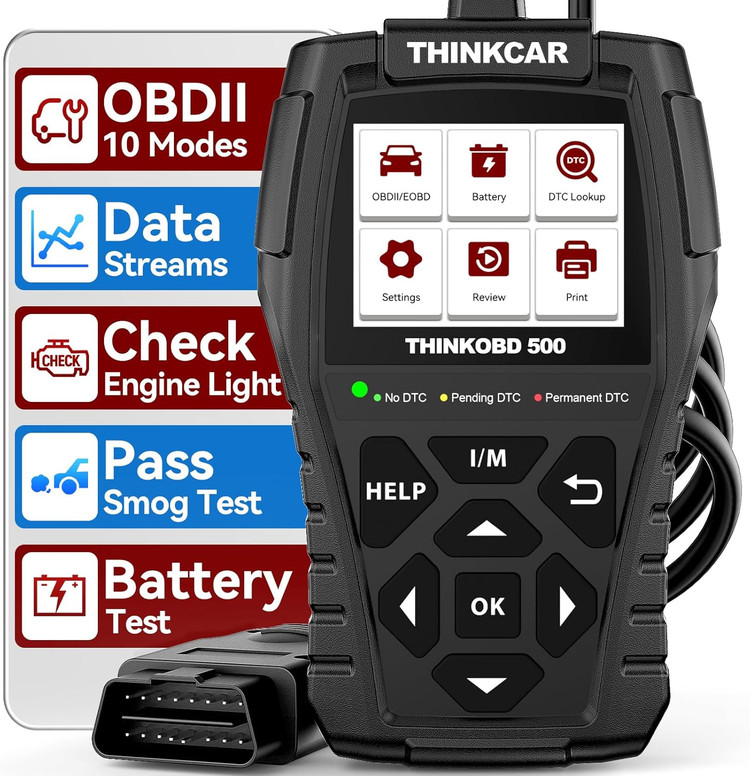 دیاگ اسکنر THINKCAR Thinkobd 500 OBD2، کدخوان خودرو، ابزار اسکن تشخیصی کامل OBD II CAN، خواندن و پاک کردن کدهای خطا، دادههای زنده، گزارش خودرو، صفحه نمایش 2.8 اینچی