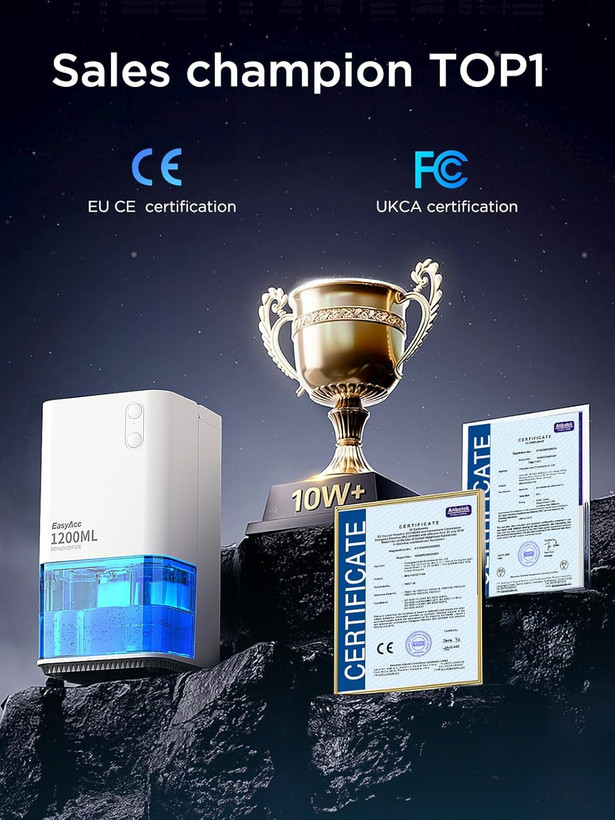 رطوبتگیر برقی EasyAcc® 1200 میلیلیتری با عملکرد فوقالعاده بیصدا و خاموششوندگی خودکار،مدل CS01 سفید