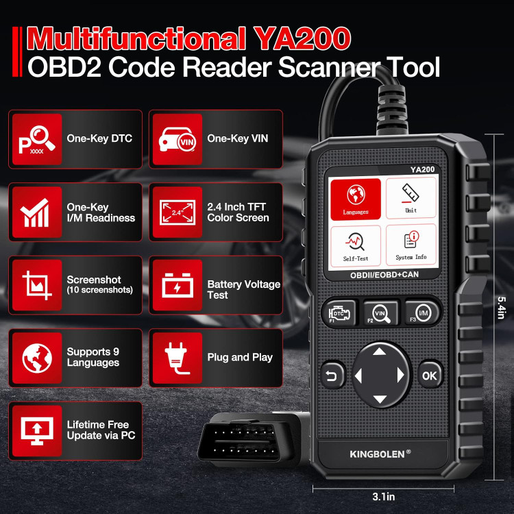 دستگاه دیاگ خودرو OBD II / EOBD + CAN مدل YA200 مارک KINGBOLEN (نقد و یا اقساطی) ( خودرو ایرانی و خارجی با ضمانت)