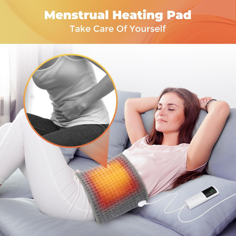 کمربند برقی گرم کننده FlareMore برای تسکین درد، تشک گرم کننده کمر با کنترل LCD، 9 سطح گرمایش، 4 تنظیم زمان، گرمایش سریع، ایده آل برای پشت شکم و پا - 30x126 سانتی متر