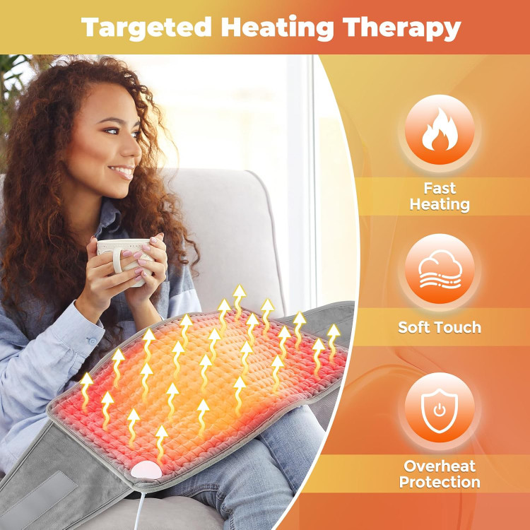 کمربند برقی گرم کننده FlareMore برای تسکین درد، تشک گرم کننده کمر با کنترل LCD، 9 سطح گرمایش، 4 تنظیم زمان، گرمایش سریع، ایده آل برای پشت شکم و پا - 30x126 سانتی متر