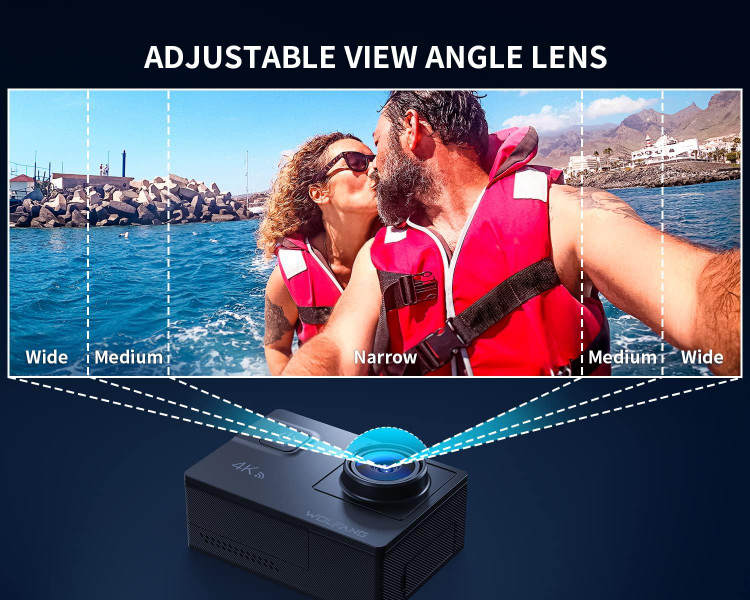 دوربین اکشن کمرا Wolfang GA300 4K60FPS 24MP ضد آب 40M دوربین زیر آب EIS تثبیت دوربین کلاه ایمنی با زاویه دید گسترده با میکروفون خارجی - ارسال فوری