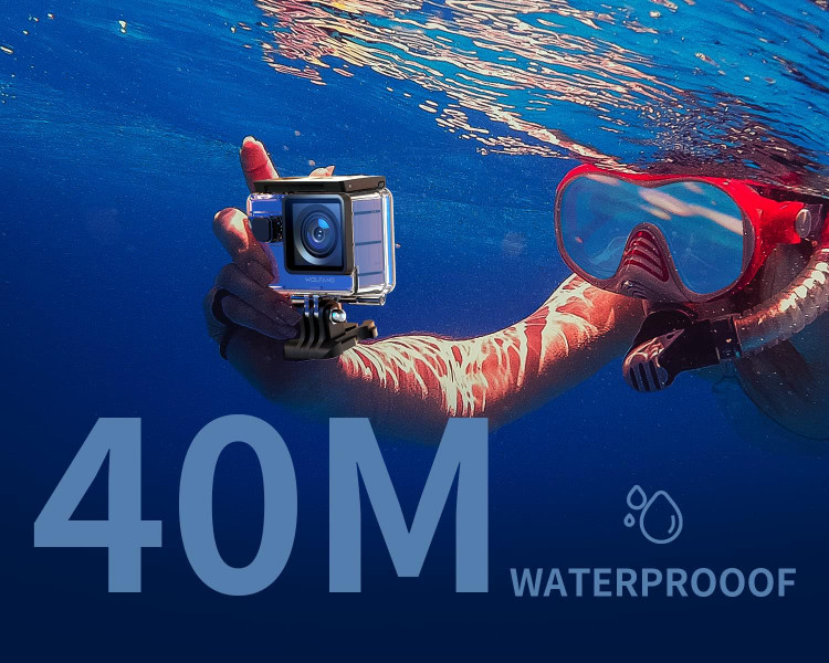 دوربین اکشن کمرا Wolfang GA300 4K60FPS 24MP ضد آب 40M دوربین زیر آب EIS تثبیت دوربین کلاه ایمنی با زاویه دید گسترده با میکروفون خارجی - ارسال فوری
