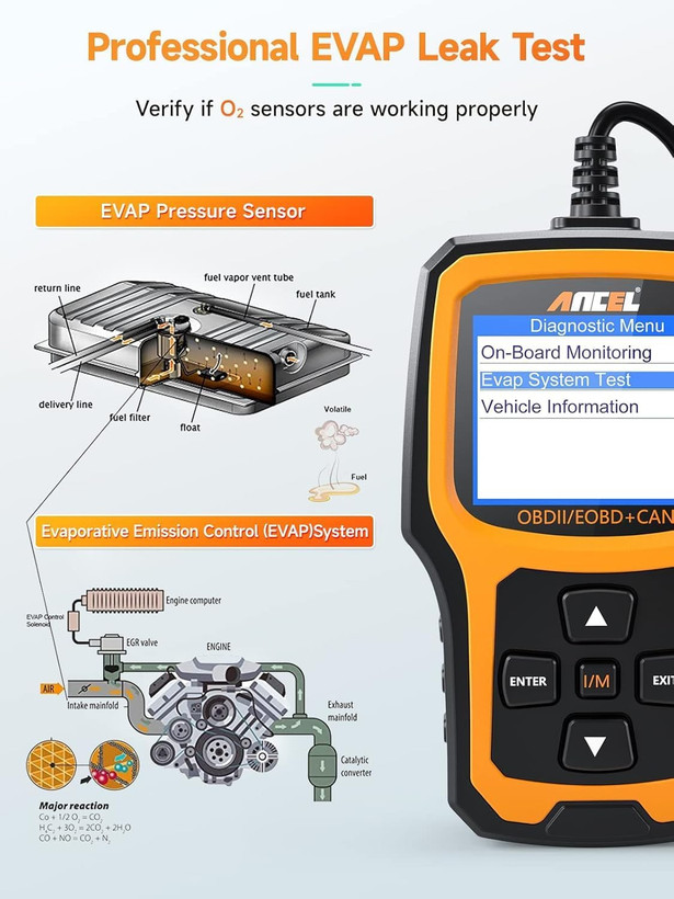 دیاگ OBD2 پیشرفته ANCEL AD410، ابزار تشخیصی خودرو، کدخوان OBD2، ابزار اسکن عیبیاب چراغ چک موتور برای همه خودروهای OBDII بعد از سال ۱۹۹۶ (مشکی/زرد)