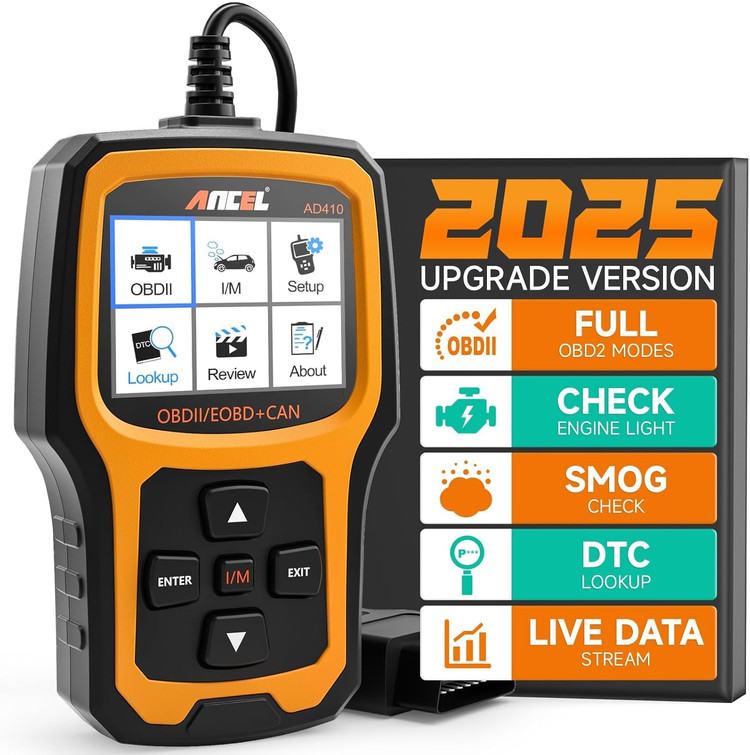 دیاگ OBD2 پیشرفته ANCEL AD410، ابزار تشخیصی خودرو، کدخوان OBD2، ابزار اسکن عیبیاب چراغ چک موتور برای همه خودروهای OBDII بعد از سال ۱۹۹۶ (مشکی/زرد)