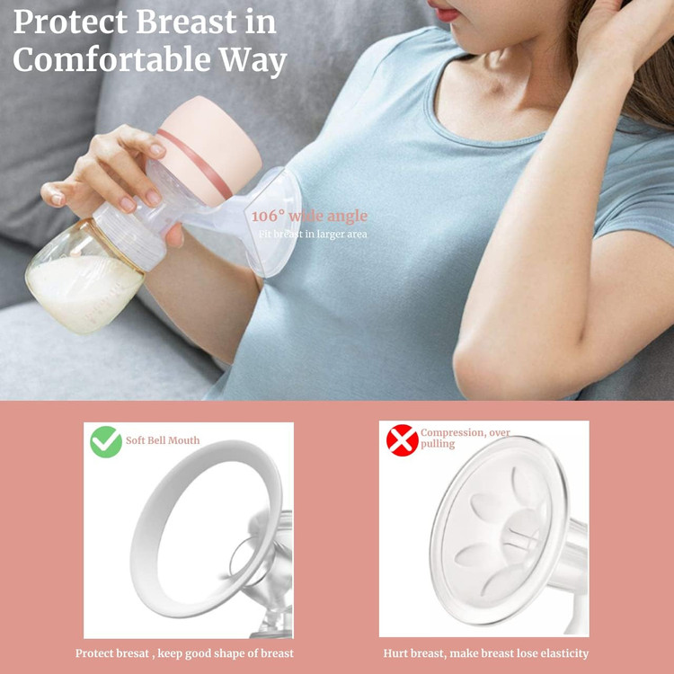 شیردوش برقی قابل حمل، شیردوش یکپارچه با ۲ حالت و ۹ سطح، صفحه نمایش LED، صفحه لمسی هوشمند، صدای کم، عملکرد حافظه، شارژ USB نوع C، شیردوشهای بدون درد، فلنج ۲۷ میلیمتری (صورتی)