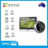 دوربین چشمی بیننده درب ویدیویی EZVIZ DP2C 1080p با صفحه نمایش رنگی 4.3 اینچی، زنگ داخلی، باتری قابل شارژ، مشاهده برنامه، صدای دو طرفه، تشخیص حرکت PIR، محفظه فلزی،Cloud/SD