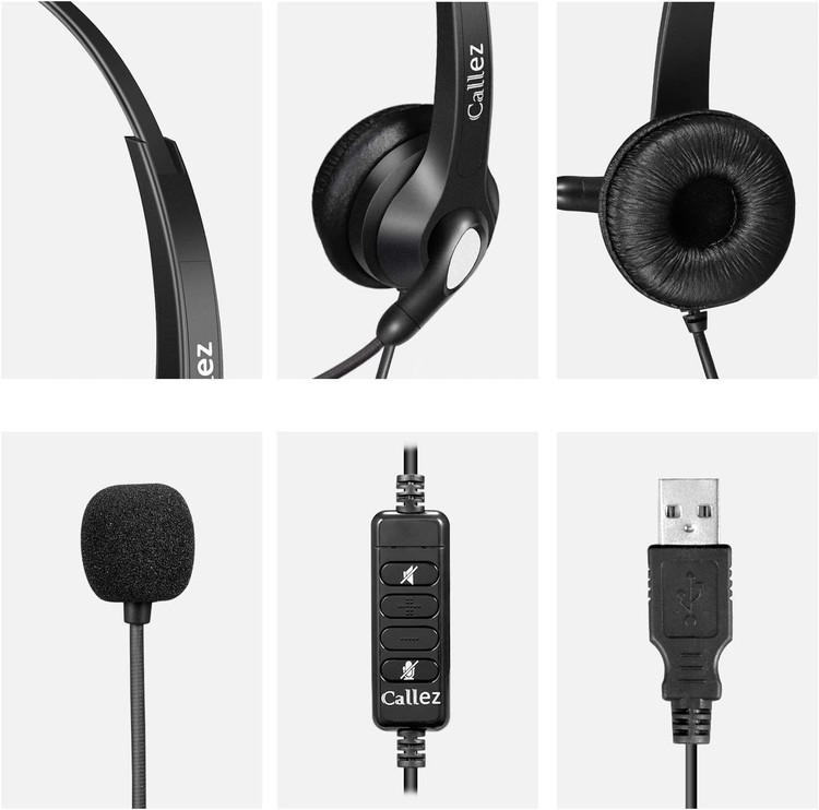 هدست مرکز تماس برند Callez مدل C502T هدست USB با میکروفون حذف نویز و کنترل صدا