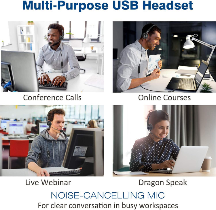 هدست مرکز تماس برند Callez مدل C502T هدست USB با میکروفون حذف نویز و کنترل صدا
