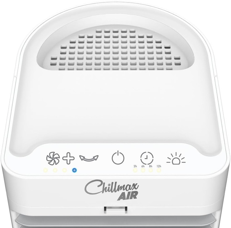 کولر تبخیری ، Chillmax - قابل حمل با محفظه یخ و اسپری مه (چرخش) - بی صدا، سبک، کوچک، فن و رطوبت ساز