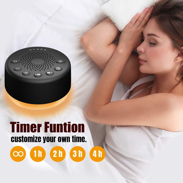 دستگاه تولید صدای Easysleep با نویز سفید و ۲۵ صدای آرامشبخش و چراغ خواب، دارای حافظه، ۳۲ سطح صدا و ۵ تایمر خواب، دارای منبع تغذیه AC یا USB برای آرامش در خواب (مشکی)
