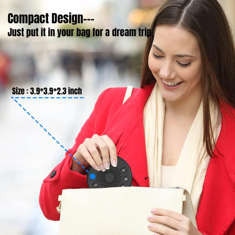 دستگاه تولید صدای Easysleep با نویز سفید و ۲۵ صدای آرامشبخش و چراغ خواب، دارای حافظه، ۳۲ سطح صدا و ۵ تایمر خواب، دارای منبع تغذیه AC یا USB برای آرامش در خواب (مشکی)