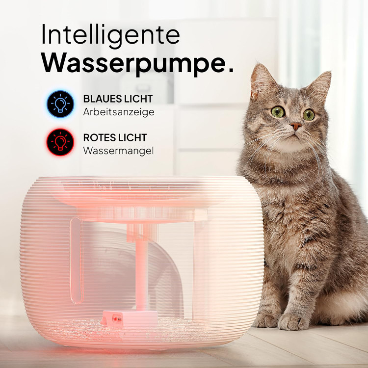 آبخوری بی صدا ی گربه وسگ Pretty Paw© فوق العاده بی صدا، بدون BPA، 2.5 لیتر، دارای فیلتر LED و کربن فعال، تمیز کردن آسان Oasis Pro