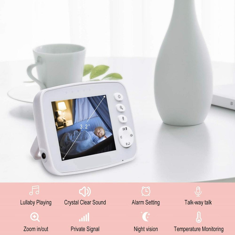 مانیتور کودک بیسیم SM32 با صفحه نمایش 3.2 اینچی، دید در شب، صدای دو طرفه، مانیتور دما