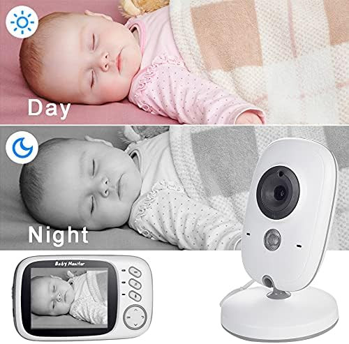دوربین نظارت بر کودک برند boifun VB603، آیفون تصویری بیسیم با برد بلند VOX، دید در شب دو طرفه، مانیتور دمای بدن کودک برای اتاق کودک، LCD 3.2 اینچی