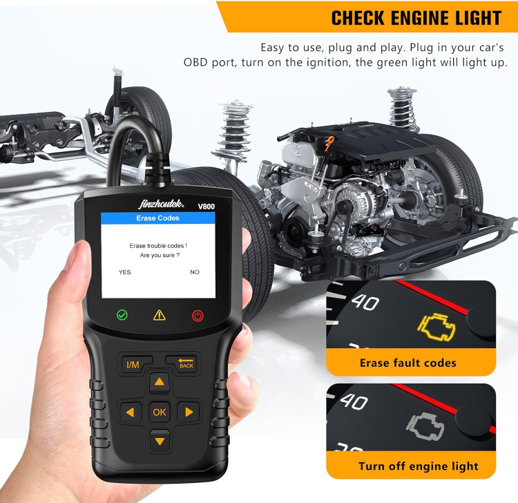 دیاگ خودرو اسکنر کد خوان OBD2: ابزار اسکن تشخیصی خودرو OBD - خواننده کد خطای موتور خودرو با عملکردهای کامل OBD2 - خطای موتور گیربکس-بهراه کیف