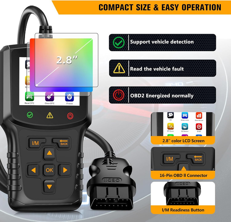 دیاگ خودرو اسکنر کد خوان OBD2: ابزار اسکن تشخیصی خودرو OBD - خواننده کد خطای موتور خودرو با عملکردهای کامل OBD2 - خطای موتور گیربکس-بهراه کیف