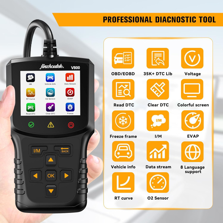 دیاگ خودرو اسکنر کد خوان OBD2: ابزار اسکن تشخیصی خودرو OBD - خواننده کد خطای موتور خودرو با عملکردهای کامل OBD2 - خطای موتور گیربکس-بهراه کیف