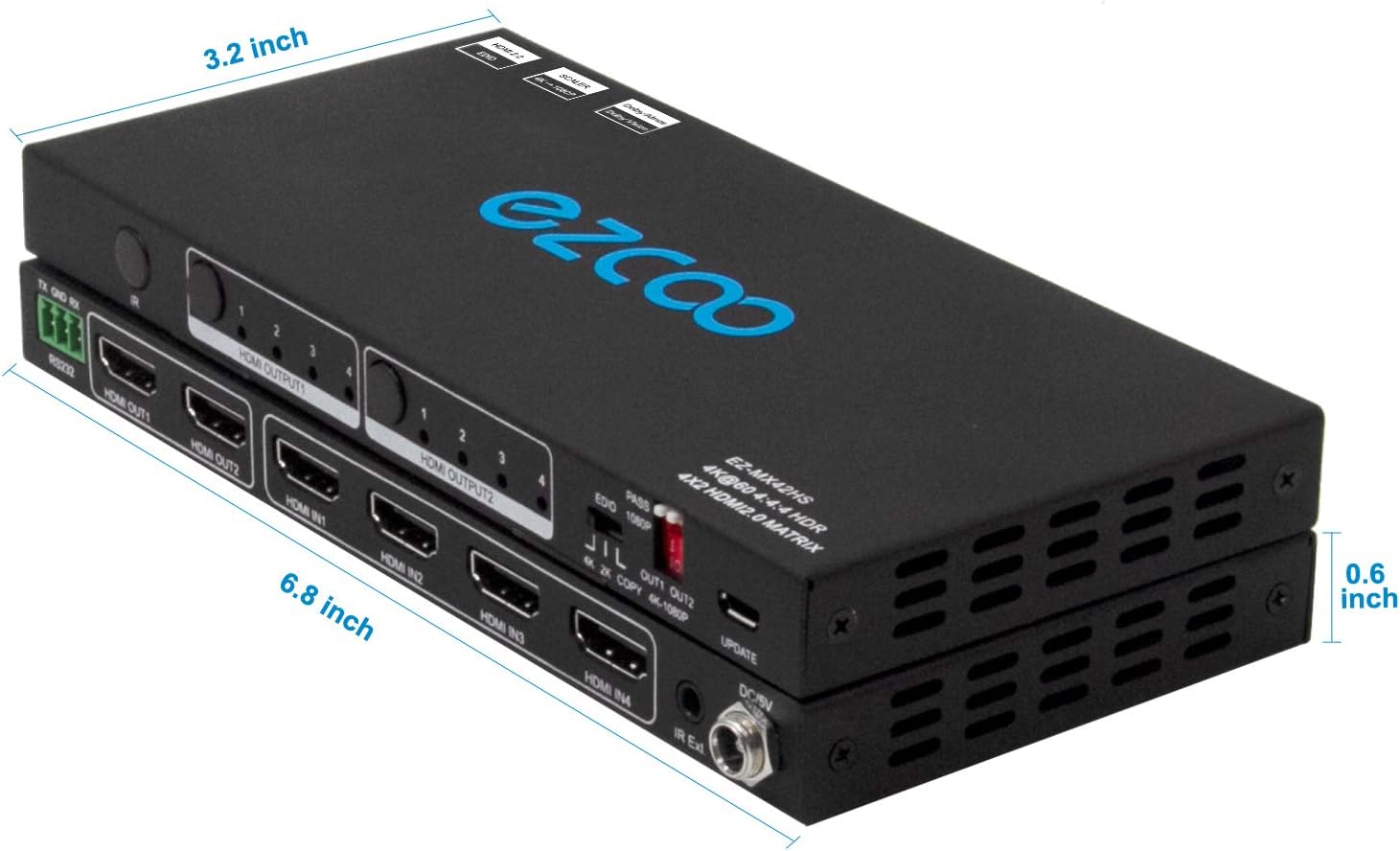 اسپلیتر فوق العاده HDMI 4K برند ezcoo HDMI Matrix 4x2 4K
