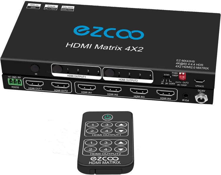 اسپلیتر فوق العاده HDMI 4K برند ezcoo HDMI Matrix 4x2 4K