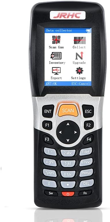 اسکنر بارکد بی‌سیم، اسکنر  JRHC، ترمینال داده قابل حمل، دستگاه موجودی، اسکنر بارکد USB، 1D PDT با صفحه نمایش LCD رنگی 2.2 اینچی TFT برای فروشگاه، سوپرمارکت، انبار ن0