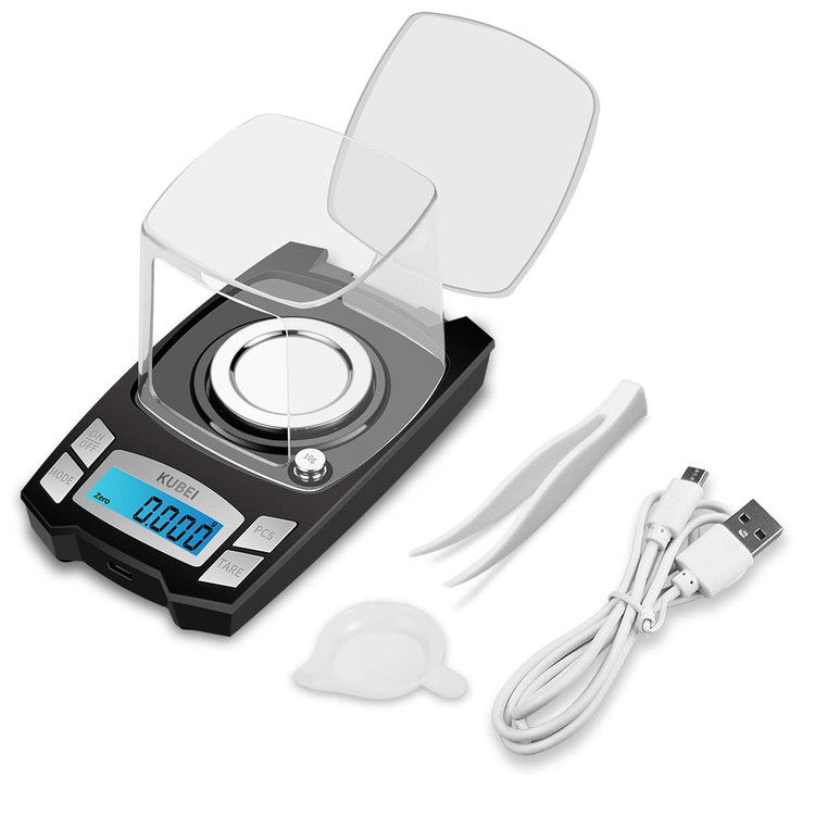 ترازوی دیجیتال میلی گرمی قابل شارژ KUBEI با USB، پورت -- 100 گرم در 0.001 گرم، ترازوی جواهرات با دقت بالا، ترازوی جیبی دیجیتال حرفه ای کوچک با قابلیت شارژ مجدد، ترازوی الکترونیکی قابل حمل با قابلیت وزن کردن گرم و اونس ن0