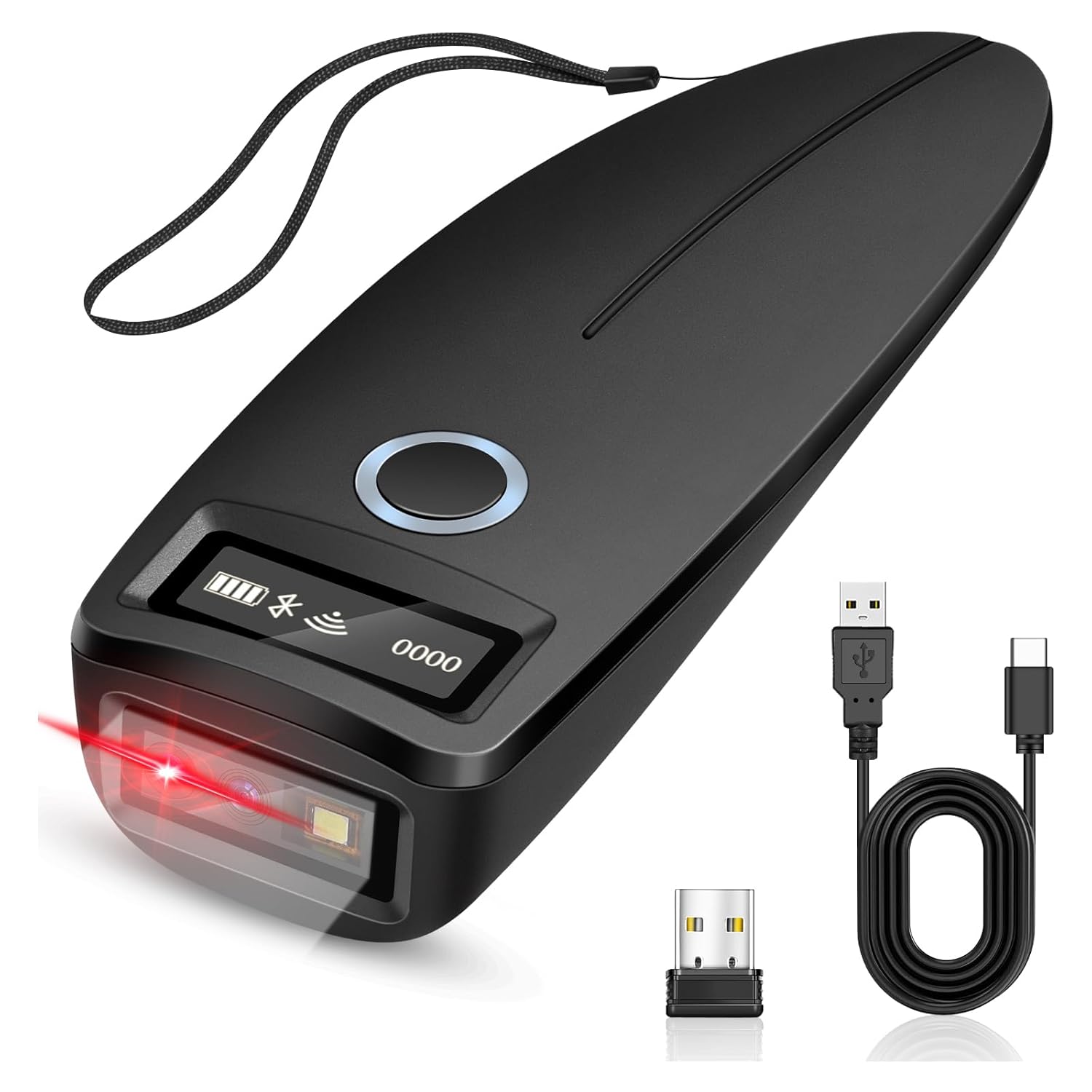 اسکنر بارکد بلوتوث مینی KUIIIYER، اسکنر بارکد بی‌سیم 2D QR 1D با نمایشگر دیجیتال OLED و صدای هوش مصنوعی، بارکدخوان دستی کوچک قابل حمل برای آیفون، اندروید، آی‌پد، کامپیوترهای شخصی و دستگاه‌های POS ن0