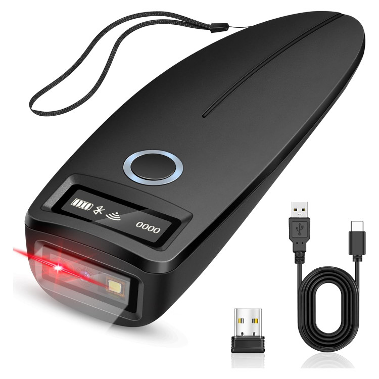 اسکنر بارکد بلوتوث مینی KUIIIYER، اسکنر بارکد بیسیم 2D QR 1D با نمایشگر دیجیتال OLED و صدای هوش مصنوعی، بارکدخوان دستی کوچک قابل حمل برای آیفون، اندروید، آیپد، کامپیوترهای شخصی و دستگاههای POS ن0