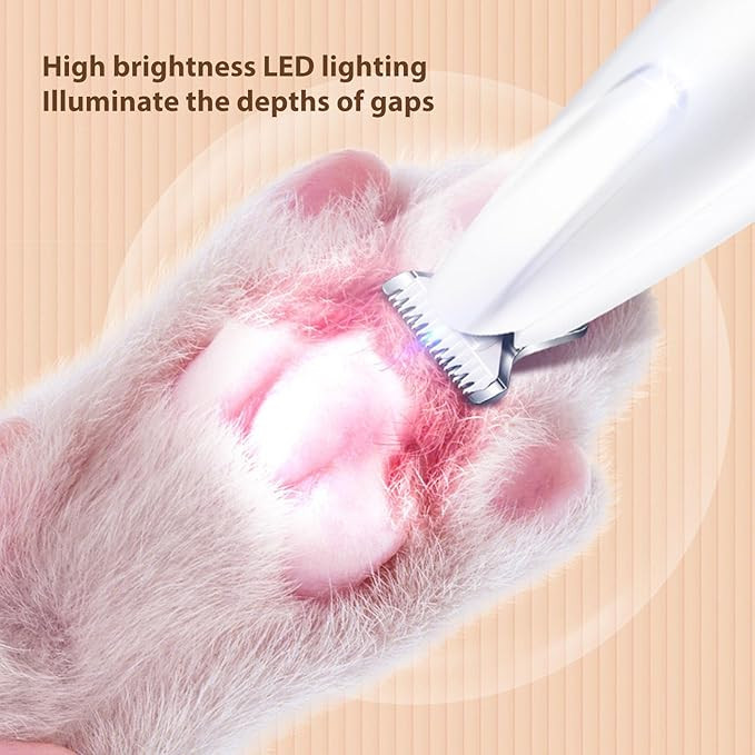 ماشین اصلاح پنجه حیوانات خانگی با چراغ LED، ماشین اصلاح بیسیم برای گربهها و سگها با صدای کم، ماشین اصلاح برقی قابل شارژ با عملکرد ایمنی، طراحی بیصدا، ن0