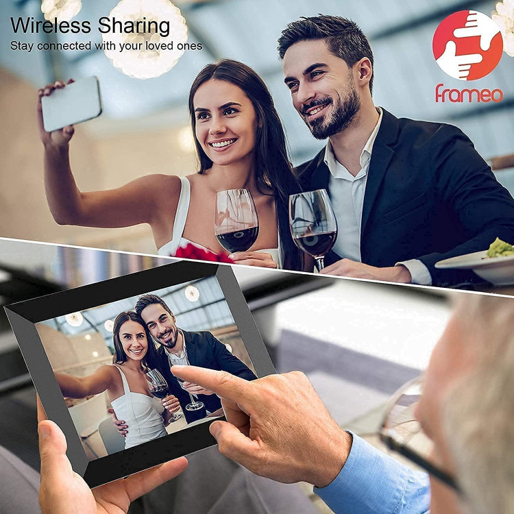 قاب عکس دیجیتال FRAMEO، وایفای ۱۰.۱ اینچ، صفحه نمایش لمسی HD IPS LCD، حافظه ۳۲ گیگابایت، چرخش خودکار، قابل نصب روی دیوار، راهاندازی آسان برای اشتراکگذاری عکسها و ویدیوها از طریق برنامه رایگان از هر کجا -- مدل zn-dp1002 ن1