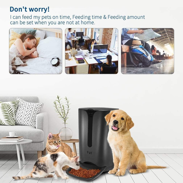 غذاخوری گربه و سگ، ظرف غذا بدون نیاز به اینترنت، ظرف غذای اتوماتیک ۷ لیتری PUPPY KITTY برای گربهها و سگها با قابلیت ضبط صدا، قابل برنامهریزی برای ۴ وعده غذایی در روز ن1