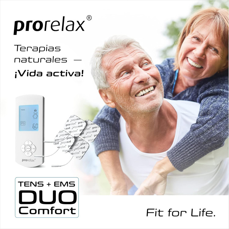 تنس عضلانی -- TENS/EMS Duo Comfort | دستگاه تحریک الکتریکی | ۲ روش درمانی با یک دستگاه | درمان طبیعی علیه درد مزمن و عضله سازی اورجینال-- prorelax ن1