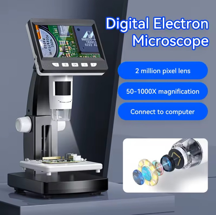 میکروسکوپ الکترونی تک چشمی ODM با دوربین فیلمبرداری 2 مگاپیکسل، 8LED، صفحه نمایش 4.3 اینچ LCD، مناسب برای تعمیر تلفن همراه ن0