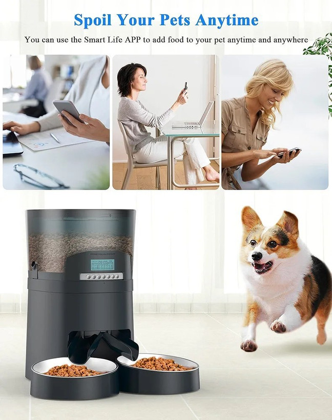 ظرف غذای اتوماتیک حیوانات خانگی (تخفیف به دلیل خط و خش جزیی حمل و نقل)،با قابلیت کنترل و برنامه ریزی و ضبط صدا -- honeyguaridan مدل a68d ظرفیت 7 لیتر ن0
