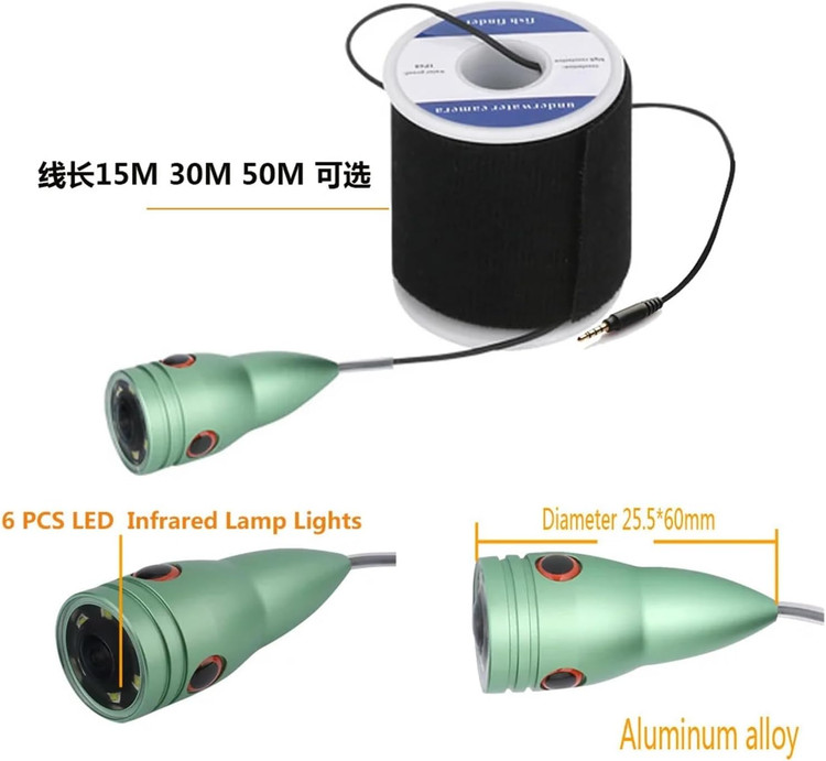 دوربین ماهی گیری زیر آب با مانیتور 4.3 اینچی - طول سیم 30 متر - led دید در شب ( رم نمی خورد پخش live ) مدل f008g ن1